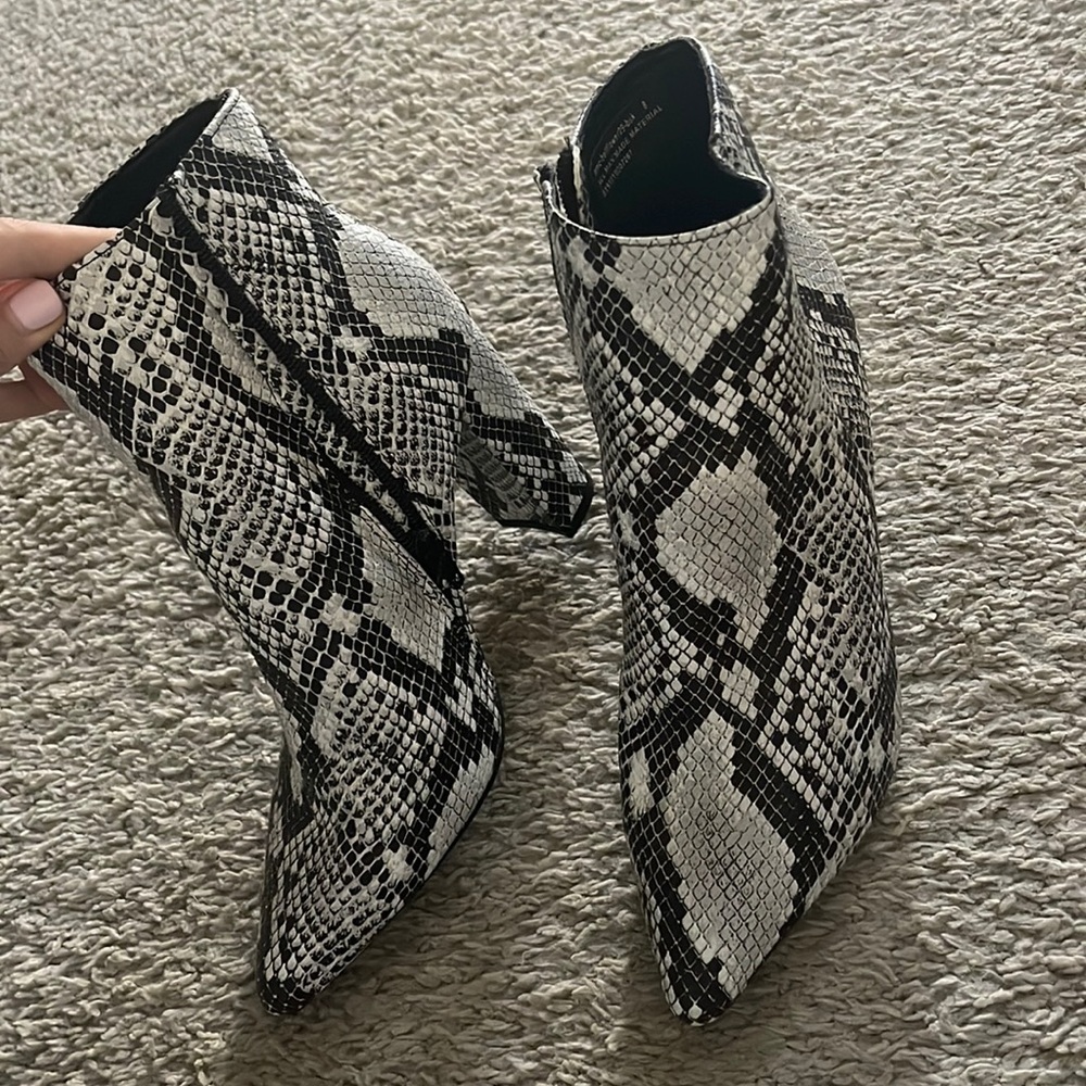 Snakeskin booties